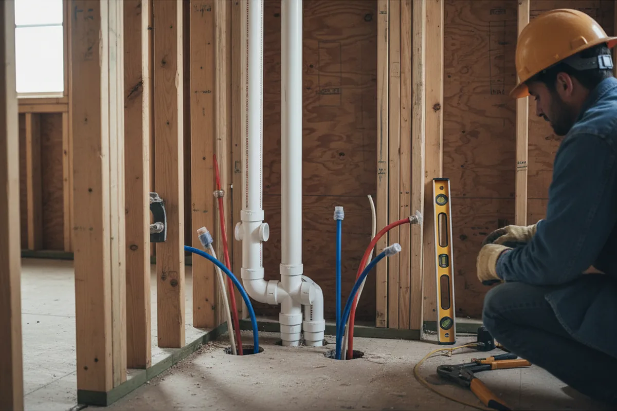Drain and supply rough-in during Drain Cleaning in Check