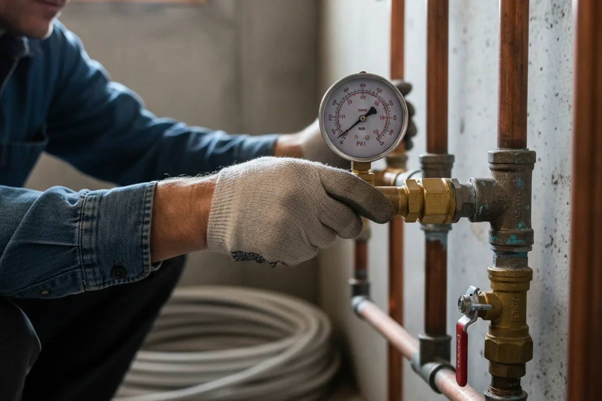 Pressure testing a repaired line during Water Line Repair in Check